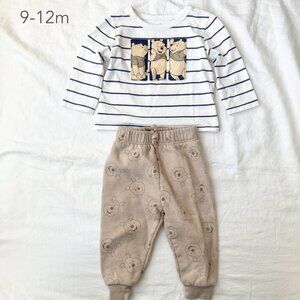 🪴5/$30 Disney 9-12 Months Baby Winnie The Pooh Stripe Sweatpants Matching Set